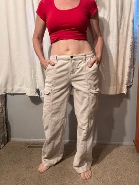 Pacsun Cream Corduroy Cargo Pants